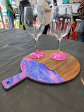 Resin Cutting Board and Painted Wine Glass