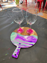 Resin Cutting Board and Painted Wine Glass